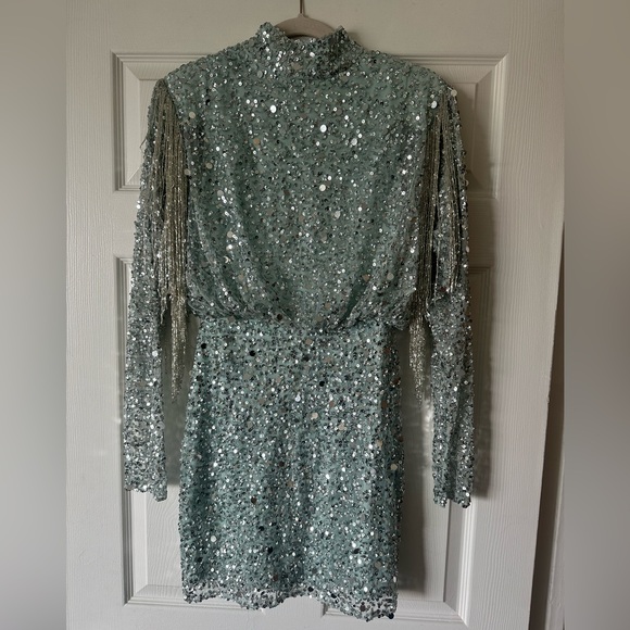 Nasty Gal Embellished Sequin Fringe Mini Dress NWT - Picture 6 of 17